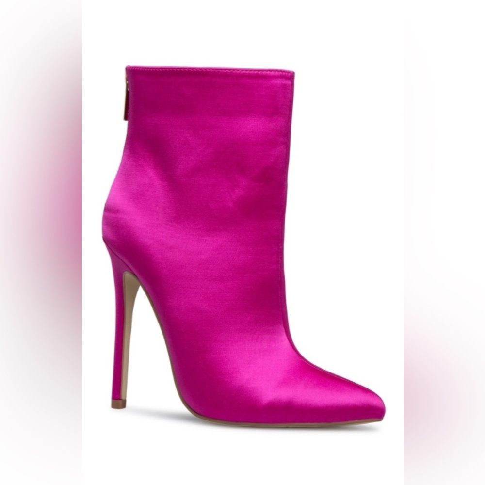 JustFab Fuchsia Heeled Boots - Picture 2 of 7